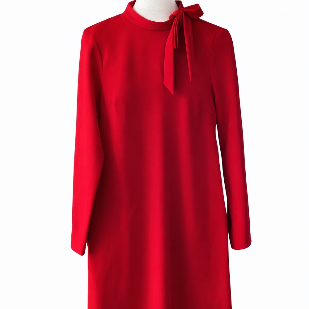 Calvin Klein Red Bow Neck Long Sleeve Dress – Size 8 – New With Tags